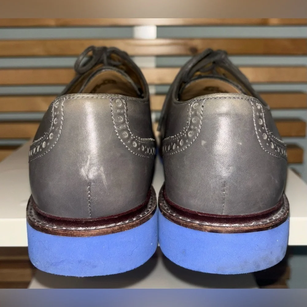 Cole Haan Men's Gray Wingtip Dress Shoes With Blue Soles Size 10.5